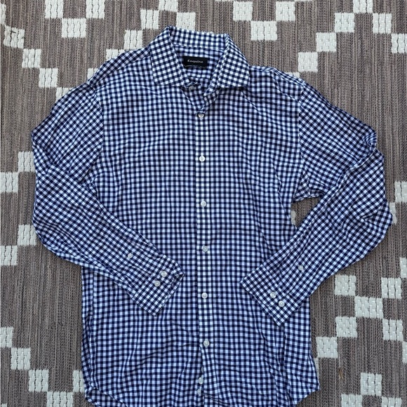 Esquire Blue Gingham Casual Button down size medium - Picture 1 of 2